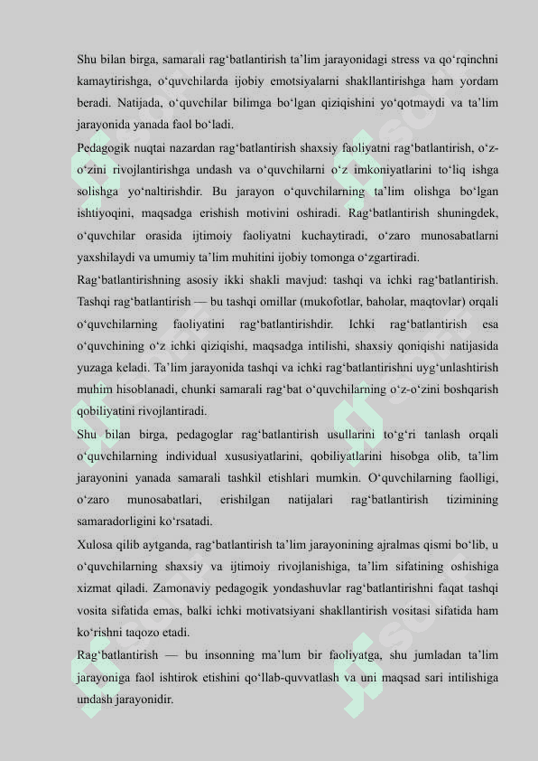 Oʻquvchilarni qoʻllab quvvatlashda ragʻbatlantirish usullari 4
