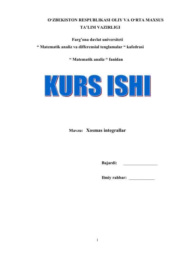 Xosmas integrallar