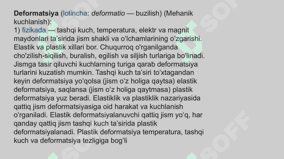 DEFORMATSIYA VA UNING TURLARI 2