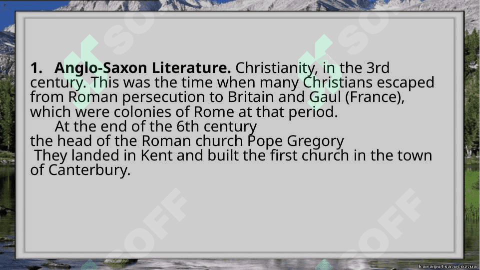 THE LITERATURE OF THE 7TH - 13TH CENTURIES 2