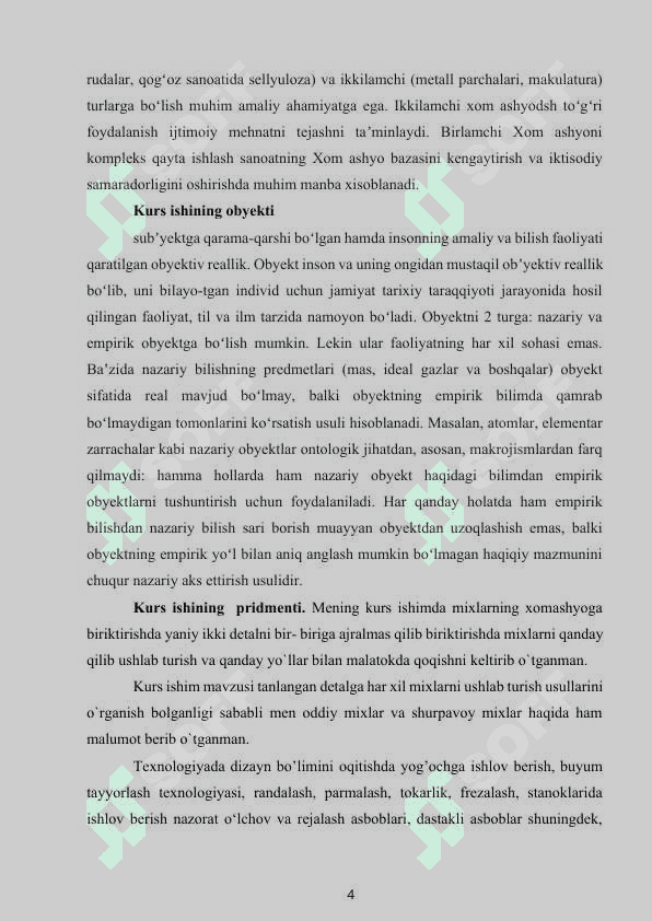 Tanlangan xomashyoning xar xil mixlarni ushlab turish xususiyatlarini o’rganish 4