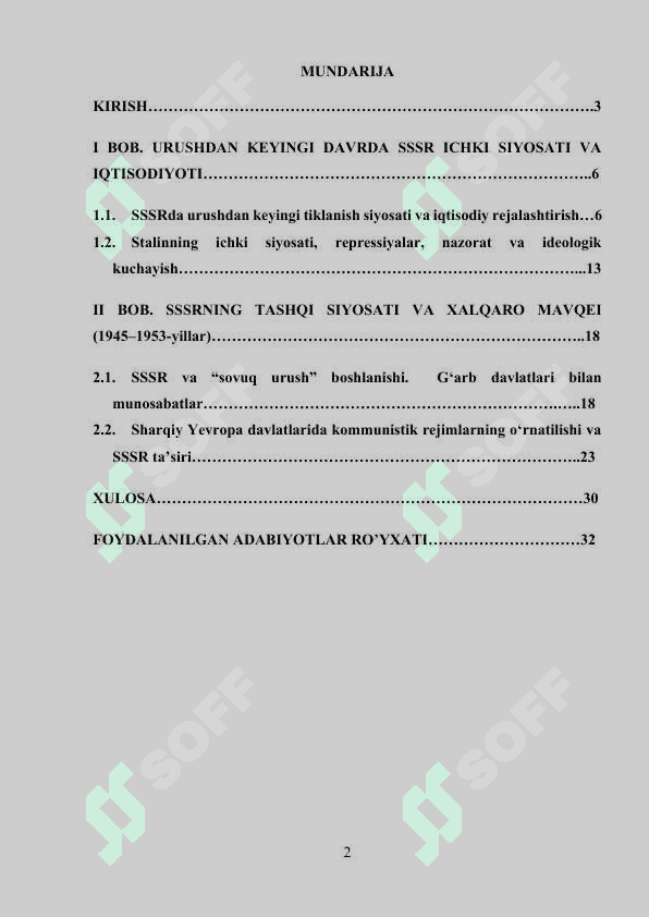 SSSR Ikkinchi Jahon urushidan so‘ng 2