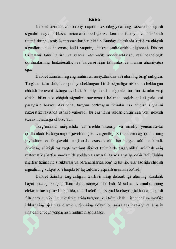 Diskret tizimlar turg‘unligini aniqlash 3