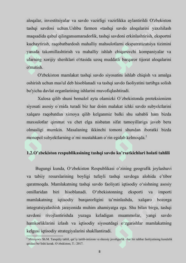 Davlatning tashqi savdo siyosati va uning boshqarish usullari 8