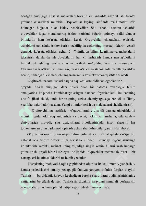 Boshlang`ich sinflarda masalani o’qitish metodikasi 8