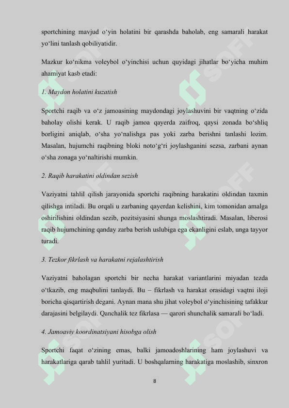 Voleybol o'yinida taktik tafakkurni shakillantirish usullari 8