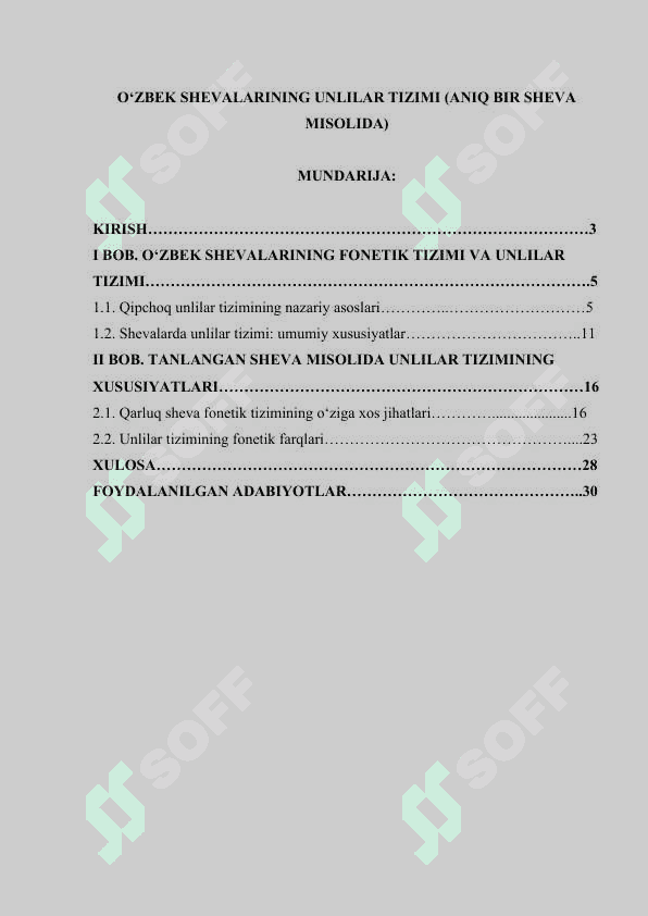 O‘ZBEK SHEVALARINING UNLILAR TIZIMI (ANIQ BIR SHEVA MISOLIDA) 2