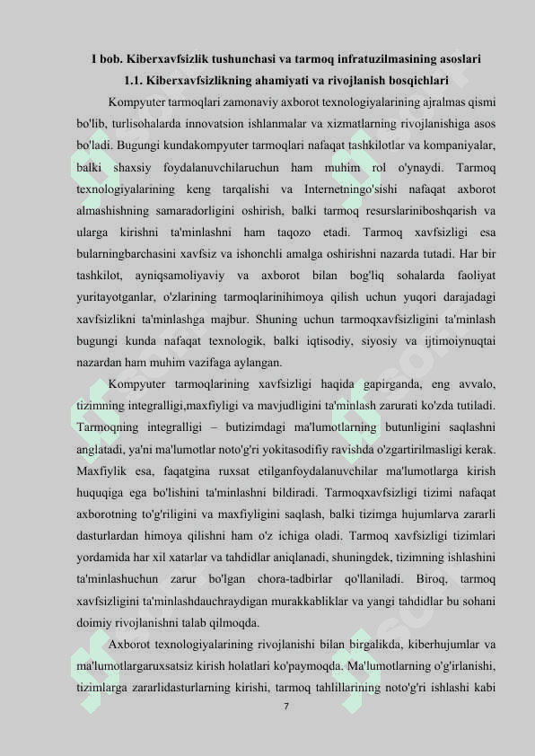 Tarmoq xavfsizligi Zamonaviy tahdidlar va himoya usullari 7
