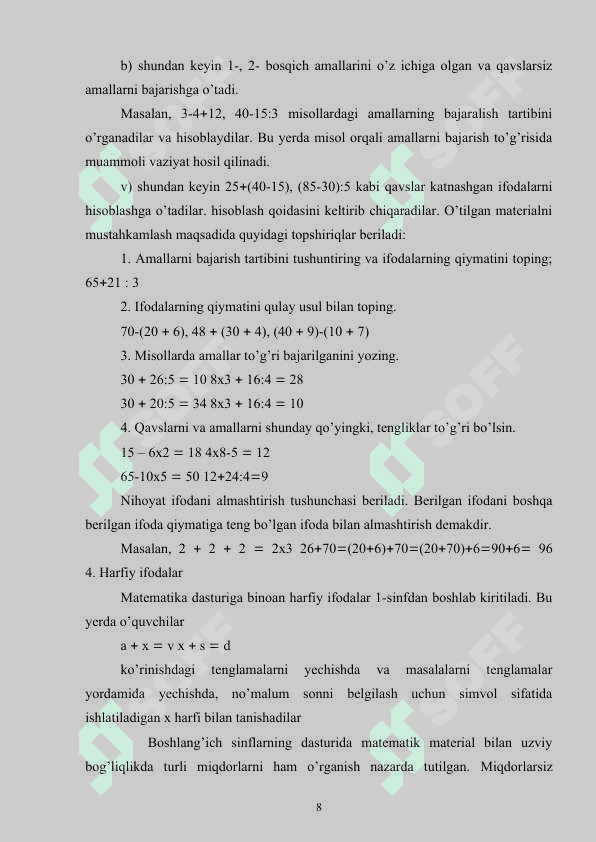 BOSHLANG’ICH SINFLARDA MATEMATIKA O’QITISHDA ALGEBRA  ELEMENTLARNI O’RGATISH METODIKASI 7
