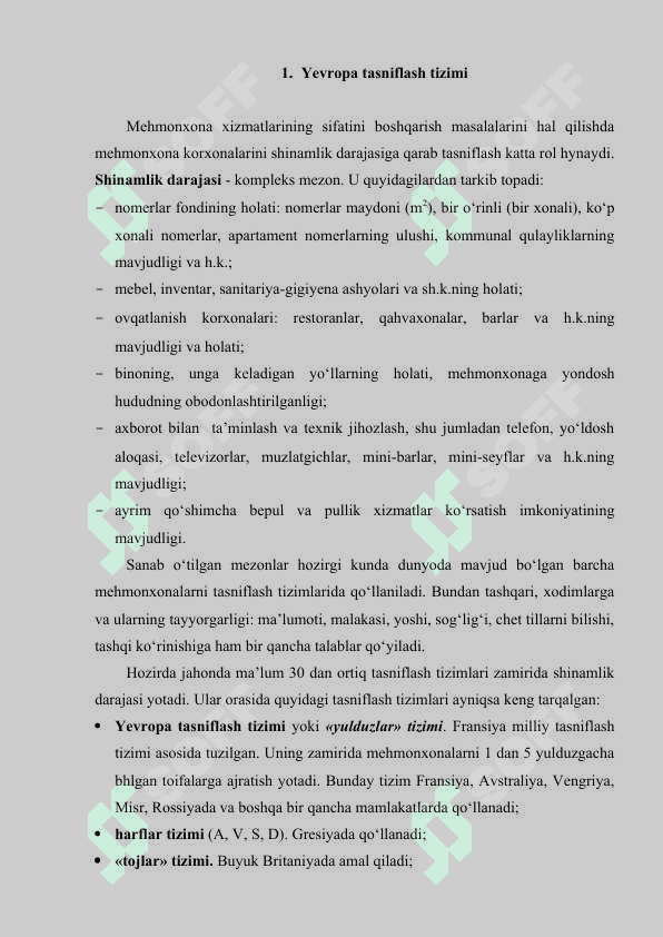 Mehmonxonalarni tasniflash tizimi 3