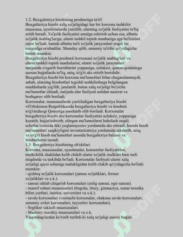 Buxgalteriya hisobining predmet va usullari. 2