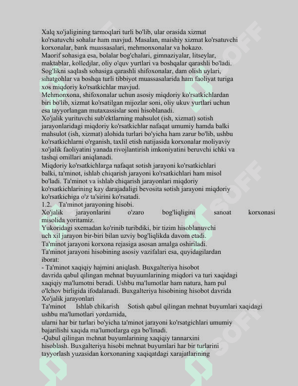 Asosiy xo'jalik jarayonlari hisobi tamoyillari. 2