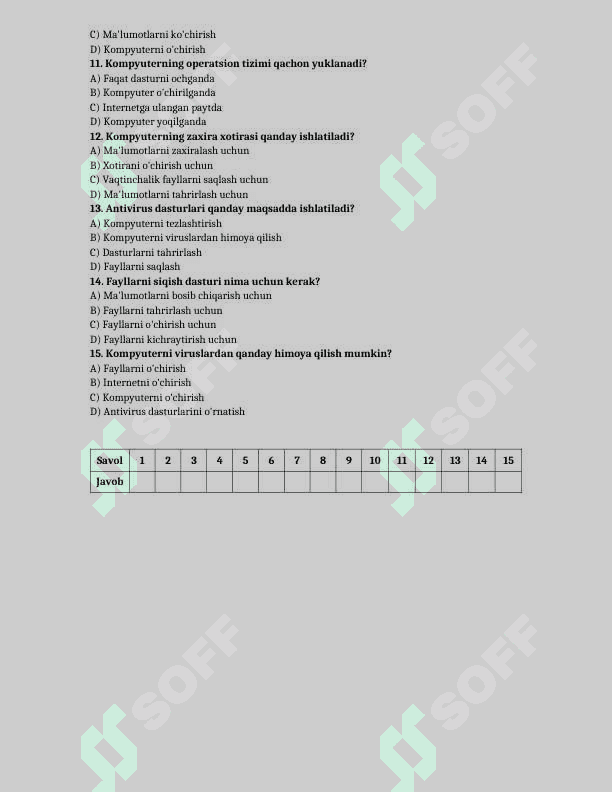 9-sinf informatika test yillik 5