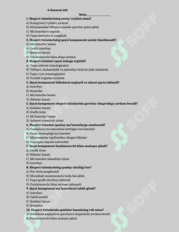 10-sinf informatika test yillik 8