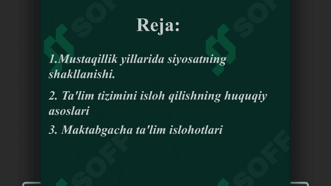 Oʻzbekiston Respublikasida ta'lim sohasida amalga oshirilgan islohotlar 2