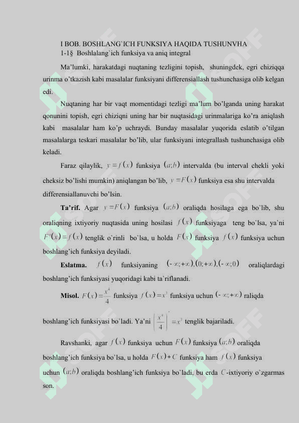 Aniqmas integrallar va ratsional funksiyalarni intgrallash 6