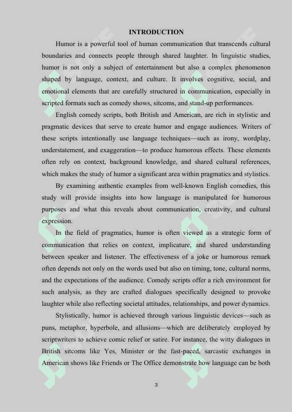 THE PROGMATICS OF HUMOR STYLISTIC FEATURES OF ENGLISH COMEDY SCRIPTS 3