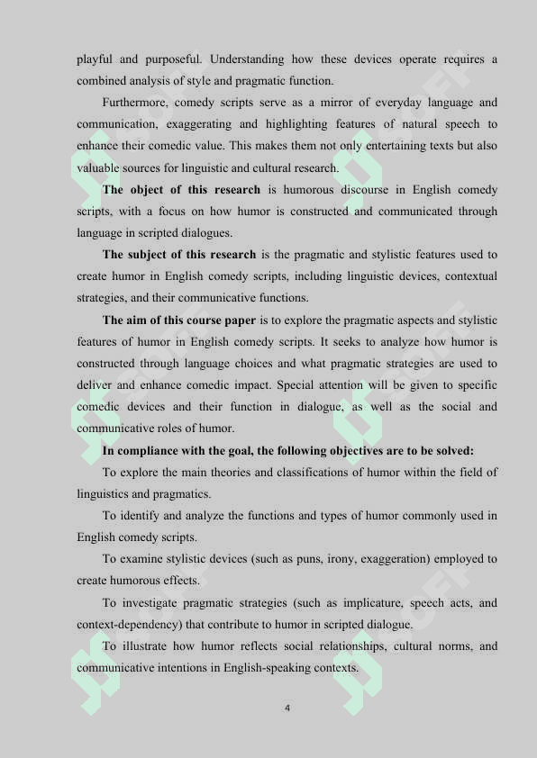 THE PROGMATICS OF HUMOR STYLISTIC FEATURES OF ENGLISH COMEDY SCRIPTS 4