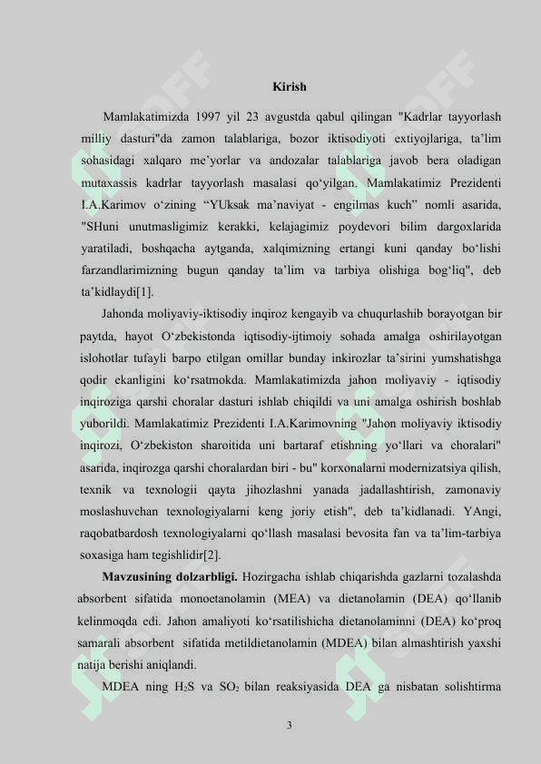Tabiiy gaz tarkibidagi kislotali komponentlar va ularning xossalari 3