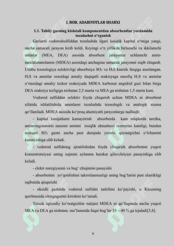 Tabiiy gaz tarkibidagi kislotali komponentlar va ularning xossalari 6