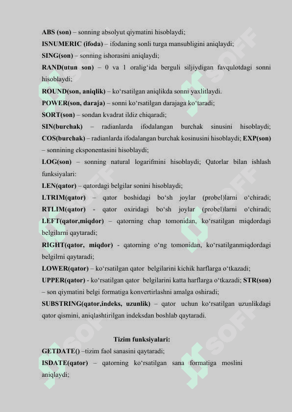 Agrеgat funksiyalardan foydalanish 2
