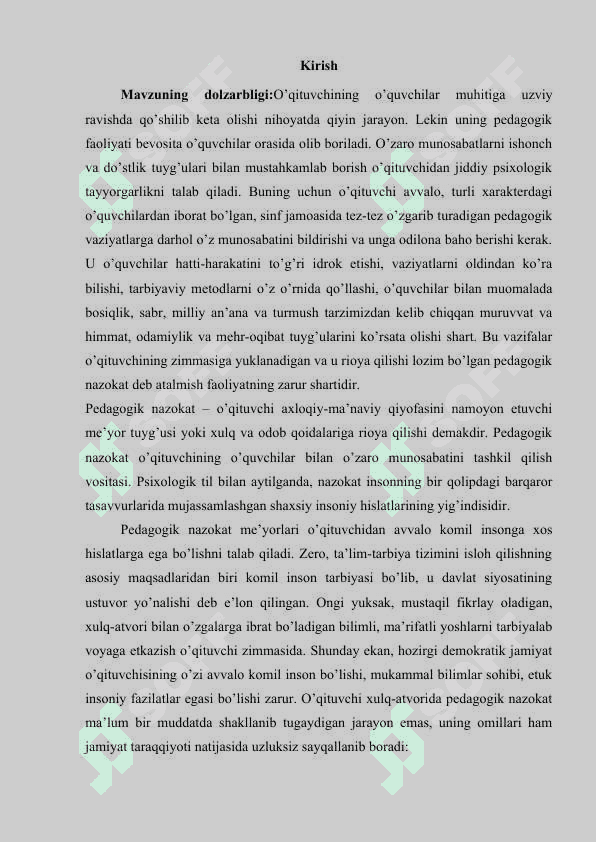 Pedagogik nazokat va xushmuomalalik, kasbiy pedagogik dilkashlikning o‘quvchining xulq-atvorida shakllantirishi 3