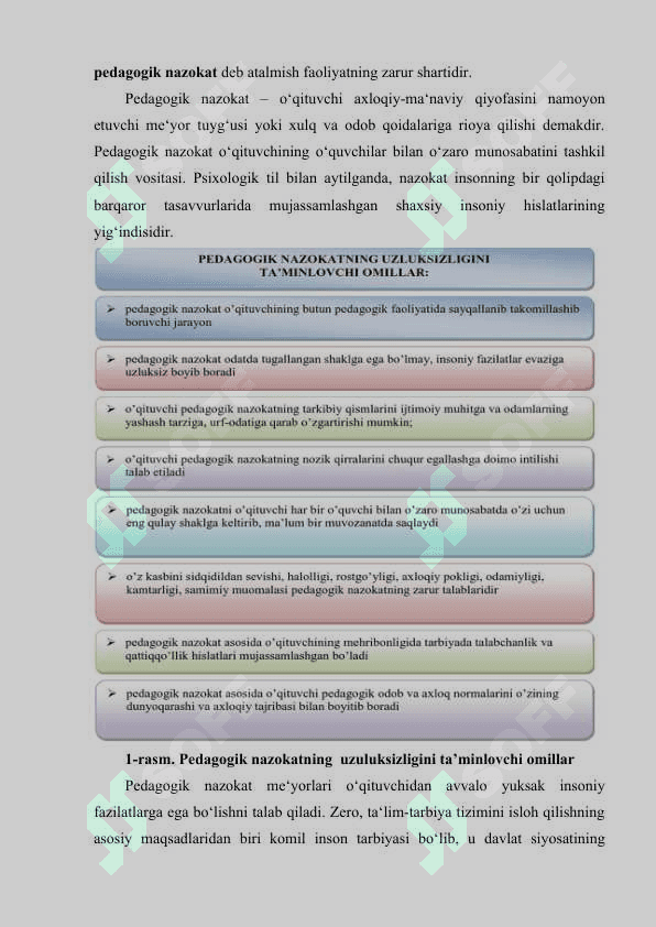 Pedagogik nazokat va xushmuomalalik, kasbiy pedagogik dilkashlikning o‘quvchining xulq-atvorida shakllantirishi 8