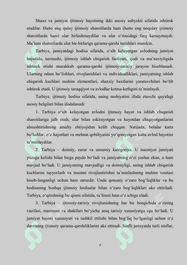 O’quvchilarni tarbiyalashda tarbiyaviy mashg’ulotlarning ahamiyati 7
