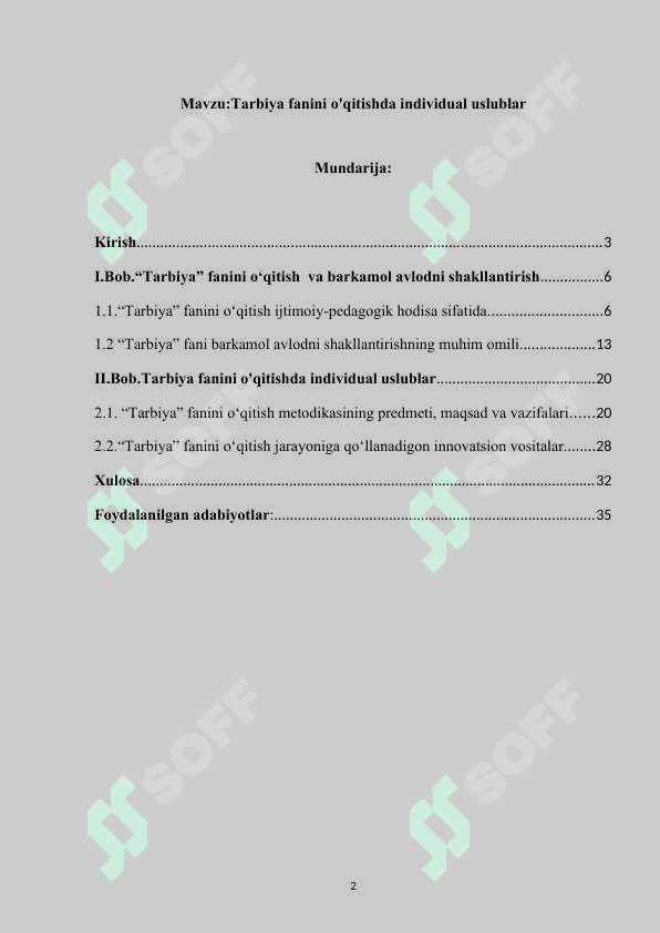 Tarbiya fanini o'qitishda individual uslublar 2