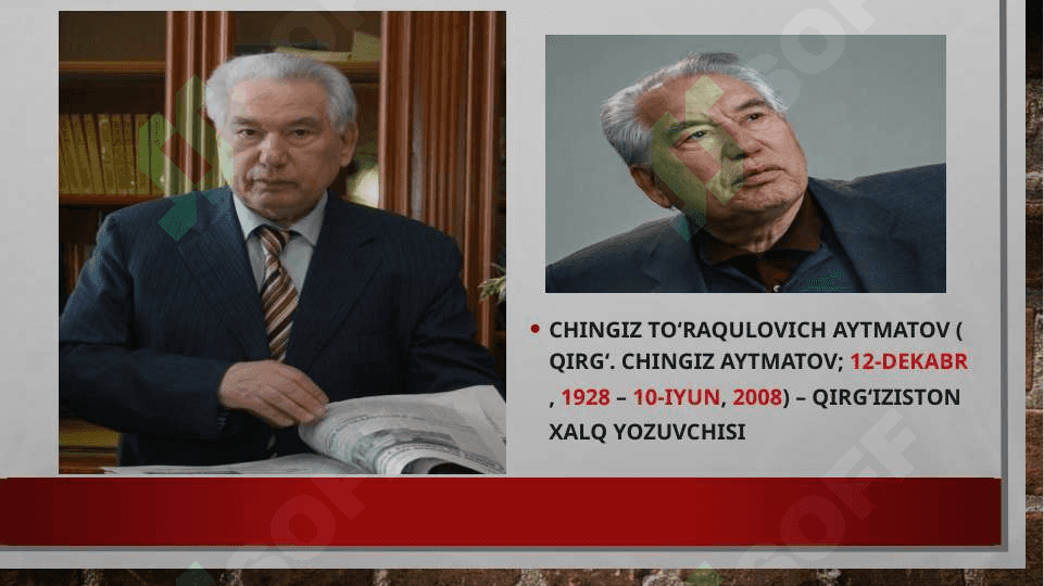 Chingiz Aytmatovning “alvido, gulsari!” Va “ sohil bo’ylab chopayotgan olapar” Qissalari. 2