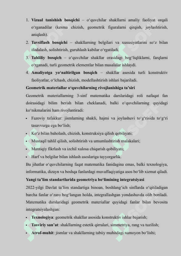 3-sinf Matematika darslarida geometrik materiallarni o‘rgatish metodikasi 8