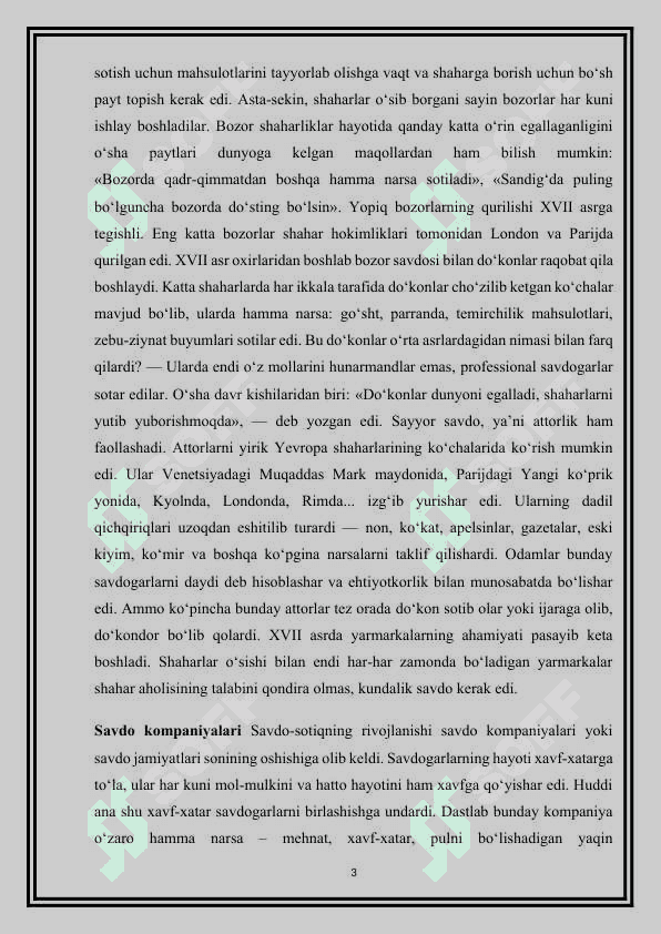“XVI-XVII asrlarda xalqaro munosabatlar” mavzusida referat tayyorlash. 3