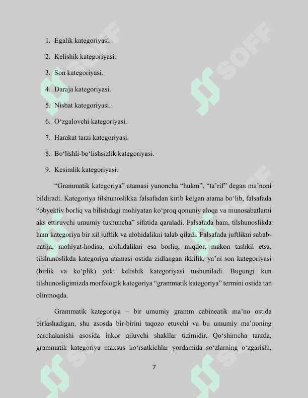 O'zbek tilshunosligida egalik kategoriyasining o'rganilishi 7