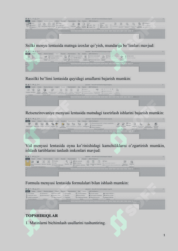 Microsoft Word - matn muharririda ishlash. Microsoft Word dasturini ishga tushirish. Matnni belgilash. Matn formatini o'zgartirish. 2