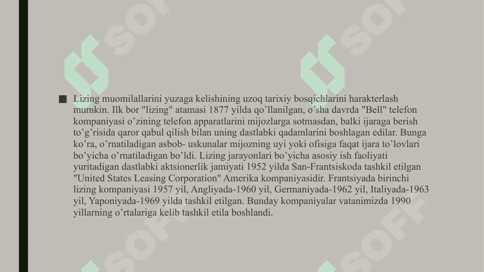 Investitsiyalarni moliyalashtirishning lizing mexanizmi 7