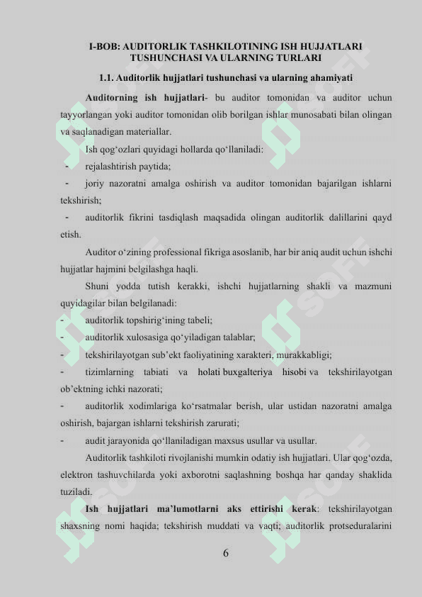 AUDITORLIK TASHKILOTINING ISH HUJJATLARI 6