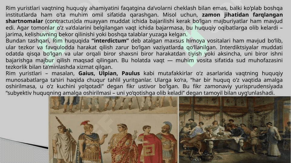 Rimda huquqni himoya qilish va amalga oshirishda vaqtning taʼsiri 4