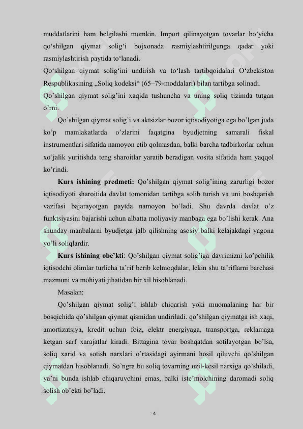 O’zbekiston qo’shilgan qiymati solig’ini  joriy qilinishining iqtisodiy sabablari 4
