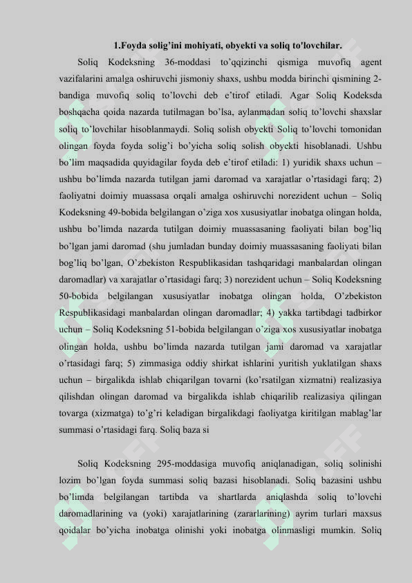 Foyda solig’ini hisoblash va byudjetga undirish tartibi 5