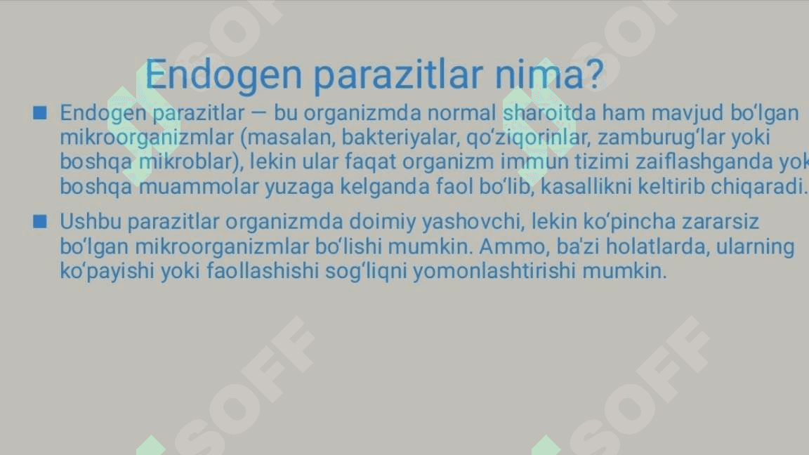 Endogen parazitar kasalliklar. 5