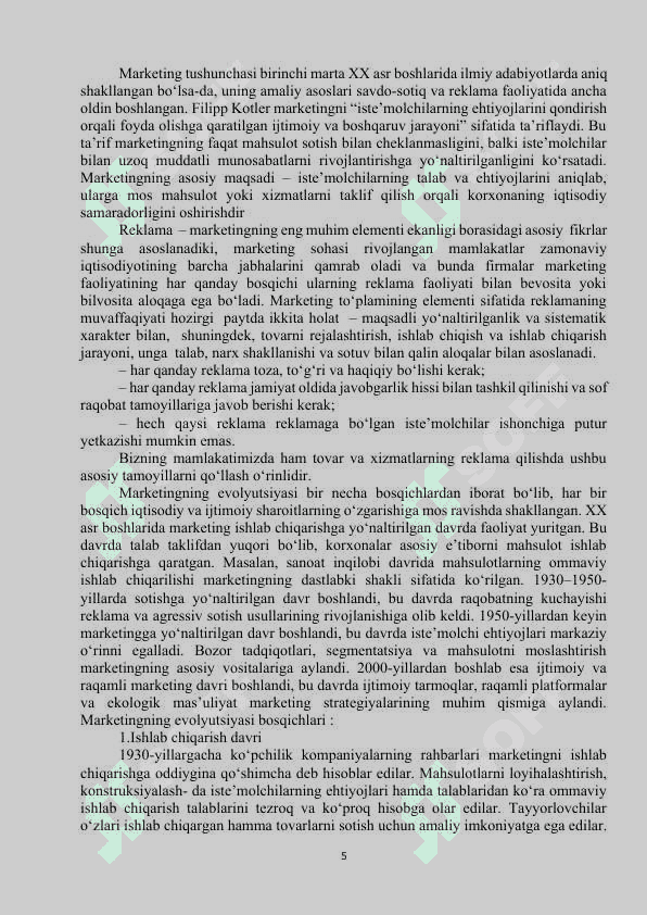 Marketing uning vazifalari va bozor tizimidagi roli 5