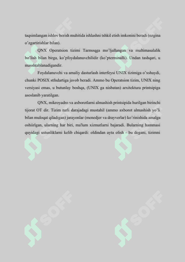 Rеal vaqt Tarmoq Operatsion tizimlari – qnx 3