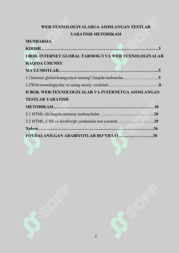 Web-dasturlar orqali test yaratish metodikasi 2