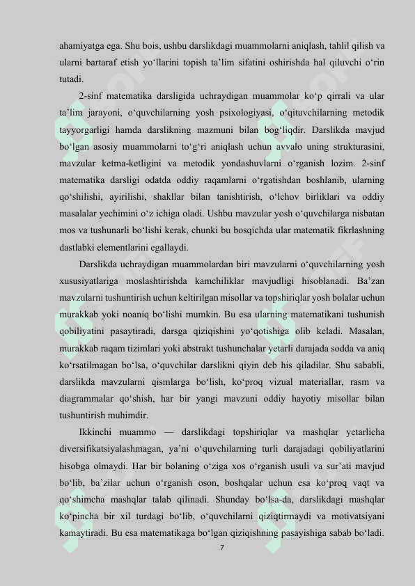 2-sinf matematika darsligining tahlili, muammolar va ularni bartaraf etish yoʻllari 7