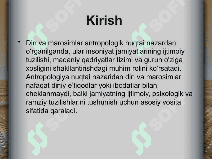 Din va marosimlar Antropologik nuqtai nazaridan 3