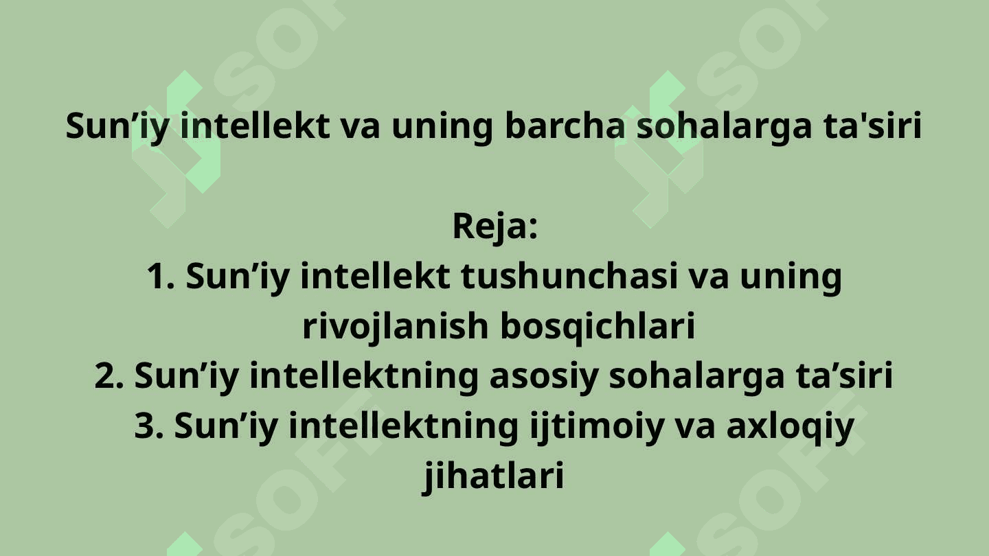 Sun’iy intellekt va uning  barcha sohalarga ta'siri 2