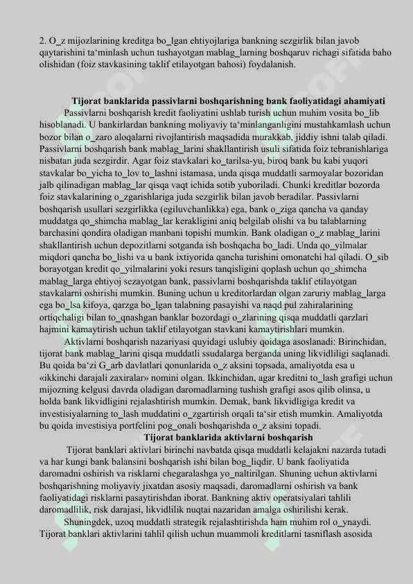 Tijorat banklari faoliyatida moliyaviy menejment 2