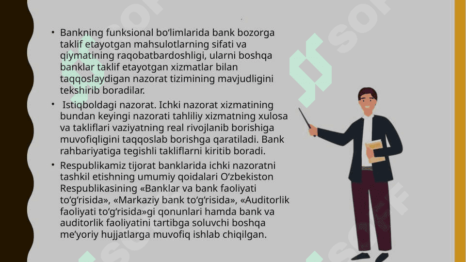 Tijorat bankida ichki nazorat xizmati va kompleans nazorat Tijorat bankida ichki nazorat xizmati 3