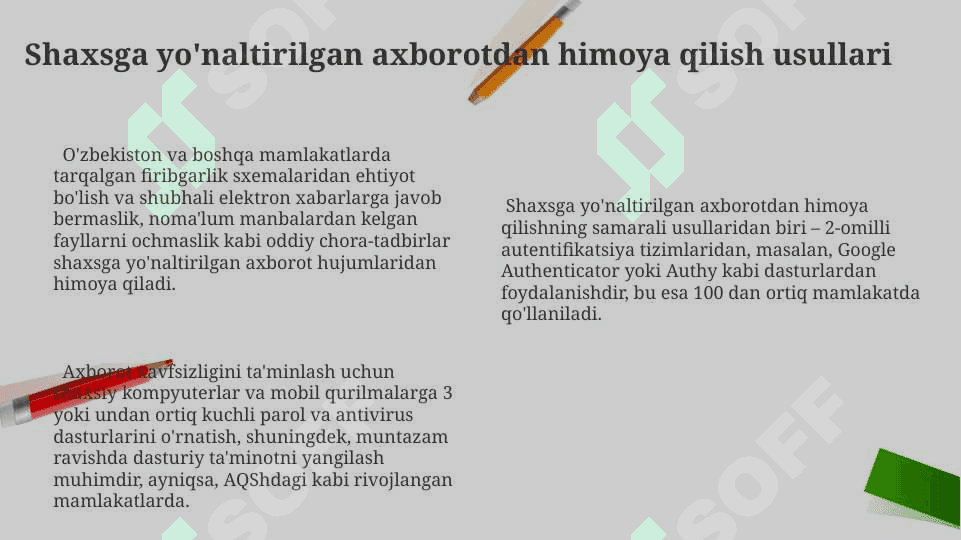 Shaxsga yo'naltirilgan axborot : psixologik, diniy va madaniy tahdidlar 8