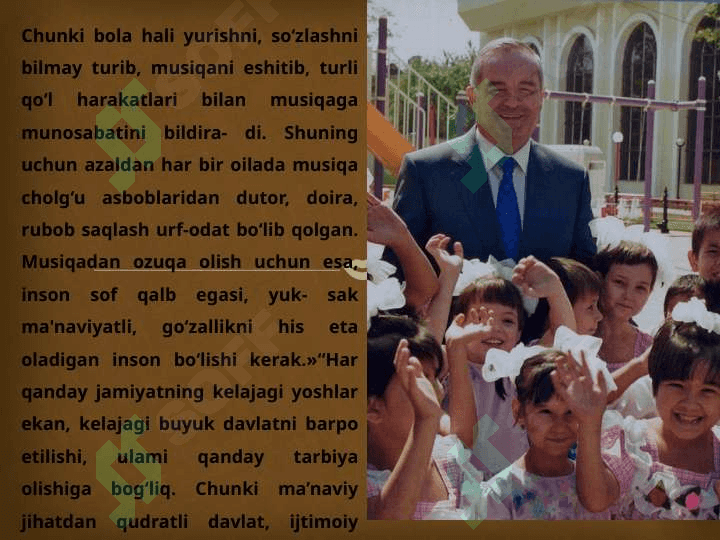 SHAXS KAMOLOTINI RIVOJLALTIRISHDA MUSIQA TARBIYASINING RO’LI 7